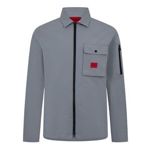 Hugo Mens Logo Cotton Overshirt / Gray